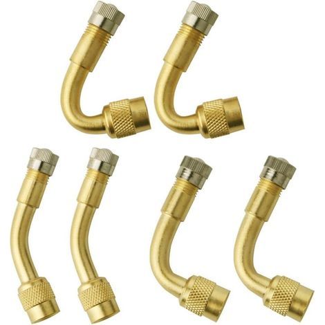 6 Pièces Pneu Valve Rallonge, 45°, 90°, 135° Extension Valve Pneu Valve De Adaptateur Raccord Prolongateur Coude, Embout De Gonflage Coudé Pour Voiture Camion Moto Vélo Scooter (1/4)