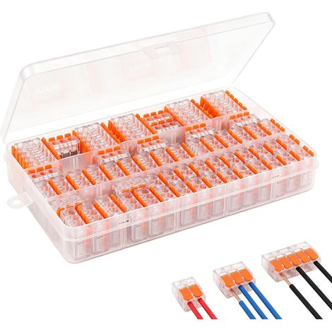 Pack of 60 Connectors with Lever 2 3 5 Inputs, Blister Terminals Electrical Connectors Lever, Quick Connect Terminals 2 3 5 Inputs, Wire 0.5-4.0 mm², 32A 450V, Electric Dominoes (1/5)