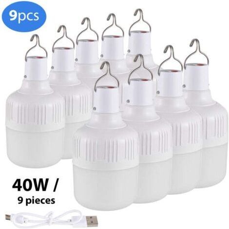 Rechargeable LED bulb 40W 3 modes 9 pieces USB emergency home (1/4)