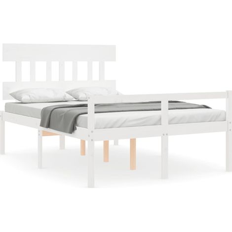 Maison Exclusive - Seniorenbett mit Kopfteil 140x200 cm Weiß Mass