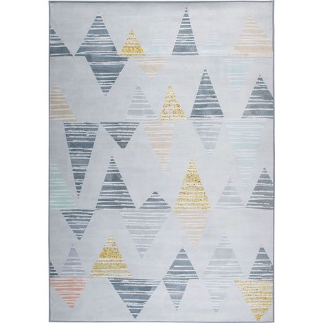 Tappeto a motivi triangolo giallo-grigio 160 x 230 cm Yayla