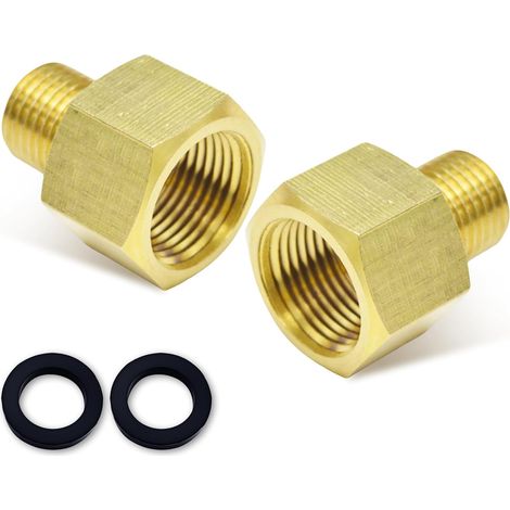 2 pièces Adaptateur de raccord de gaz 3/8 pouce filetage femelle x 1/4 pouce filetage mâle en laiton pour bouteille de gaz, adaptateur de tuyau de gaz, raccord et raccord rapide de gaz LPG (1/5)