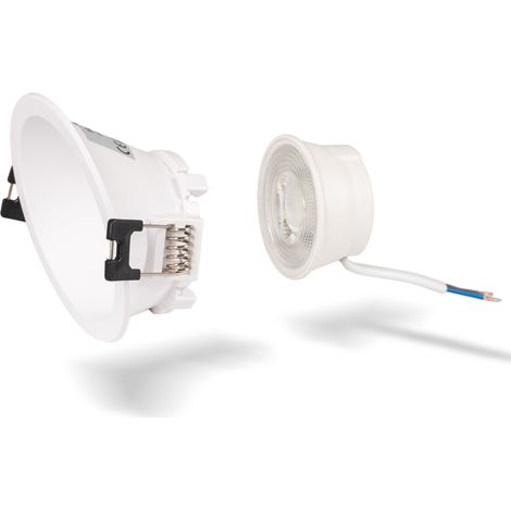 KIT Anneau downlight asymétrique rond Ø85mm + module LED MR16 5W - Blanc Chaud - Blanc