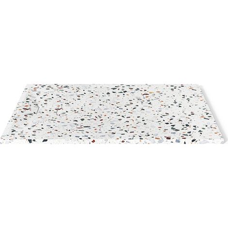 Vente-Unique – Receveur de douche extra-plat 140 x 90 cm – Résine SMC – Effet terrazzo blanc – À encastrer ou à poser – Anti-dérapant (1/4)