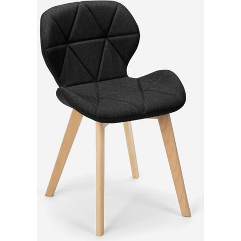 Sedia cucina sala da pranzo stile scandinavo tessuto imbottita Whale - Nero (1/5)