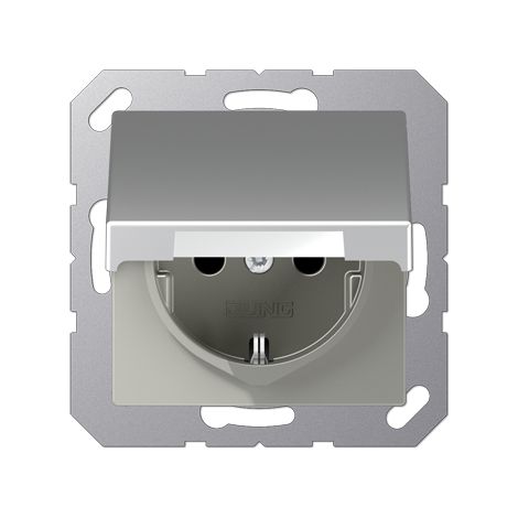 Jung Presa SCHUKO®, 16 A 250 V , coperchio ribaltabile, Termoplast verniciato, Serie A, alluminio A 1520 BFKL AL