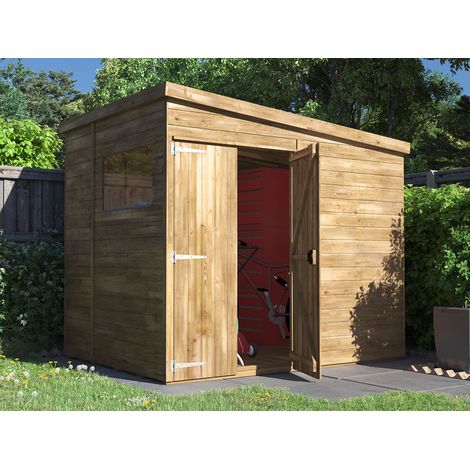 Dunster House Wooden Garden Shed 8' x 6' Outdoor Storage with 15mm Walls Outdoor Storage with 15mm Tongue & Groove Thick Walls & Pent Roof & Window, Fully Pressure Treated Timber, Overlord Modular (1/5)