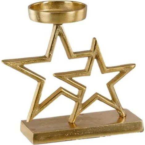 Teelicht-Halter mit goldenen Sternen 19 × 8 × 17,5 cm