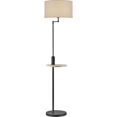 Lámpara de pie moderna negra Claas con estante Trio Lighting y puerto USB (1/4)