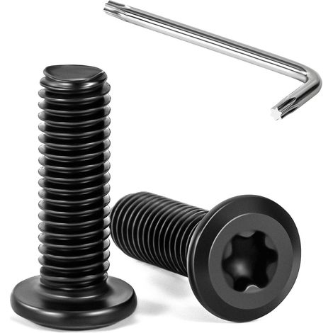 20 Pièces Vis à Tête Plate Torx Noir M8 x 25 mm Vis à Six Pans Creux en Acier Inoxydable A2 V2A Boulons de Meubles Hexagonale avec Clé T40 Filetage Complet (1/5)