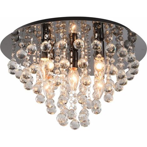 Plafonnier glamour noir 46 cm London Crystal 5xE14