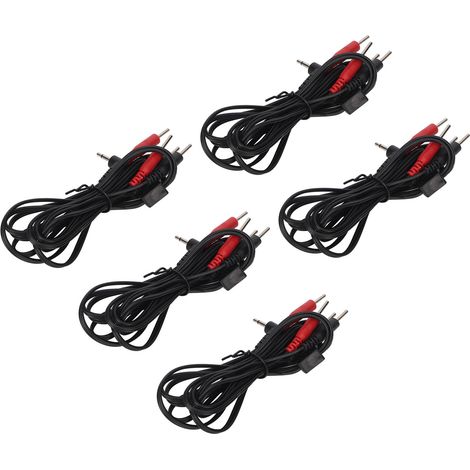 Câble d'électrodes 4 en 1, 1,4 m (4,6 pi), avec fiche coudée à 2,5 mm et connecteur à angle droit, pour masseur. Lot de 5. (1/5)