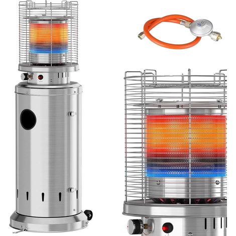 Chauffage à gaz, Chauffage d'extérieur portable, Housse de protection incluse, Argent (1/2)
