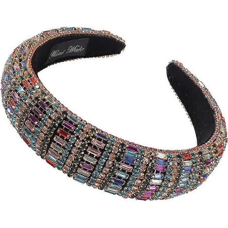 Barock-Tiara, breites Haarband, luxuriöser farbiger Kristall-Haarreif, Haarschmuck für Damen und Mädchen (1/4)