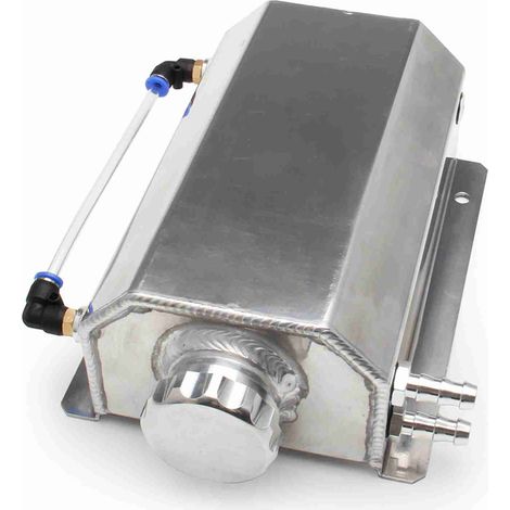 SJLERST Pot d'huile respirant carré 1 L/2 L, pot de refroidissement à expansion, pot de débordement universel en alliage d'aluminium 2 L argent (1/5)