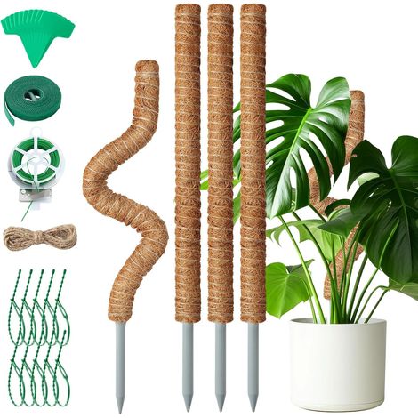 4 x 65 cm Monstera Folding Plant Stake, Coco Stake for Climbing Plants with Ties, Rope, Labels for Monstera Home Garden (1/5)