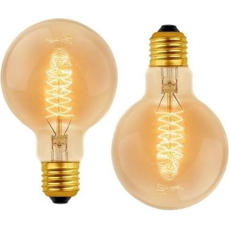 Bulb Vintage Globe G80 E27 Dimmable 60W White Warm 2700K, 600lm, Bulbs of Decoration to Incandescent Retro E27 Spiral Tungsten Filament Lamp, set of 2 (1/5)
