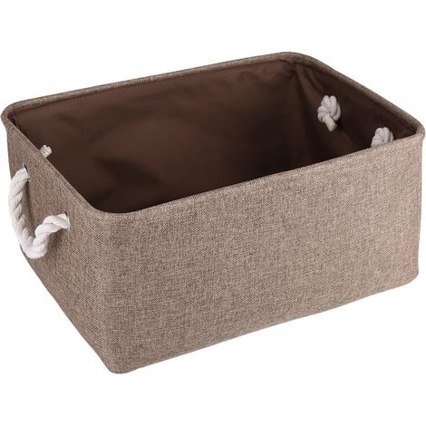 Faltbare Aufbewahrungsbox aus braunem Stoff, Spielzeugkorb, Wäschekorb, Handtuchkorb, Kleidertruhe, stapelbarer Organizer (1/5)
