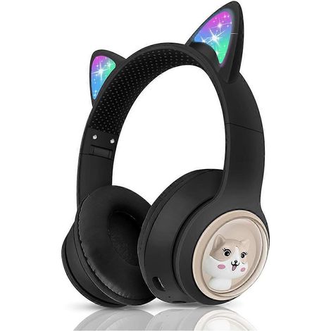 Casque Bluetooth pour enfants, casque de jeu oreilles de chat pour téléphone-C-- (1/5)