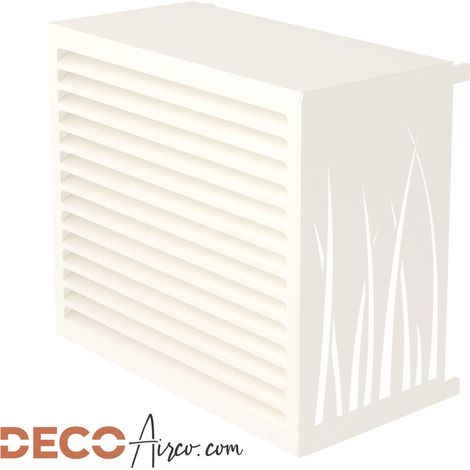 Cache climatiseur taille L – Métal blanc crème (RAL 9001) – Finitions haute qualité – Résistant à la rouille – Pose modulable