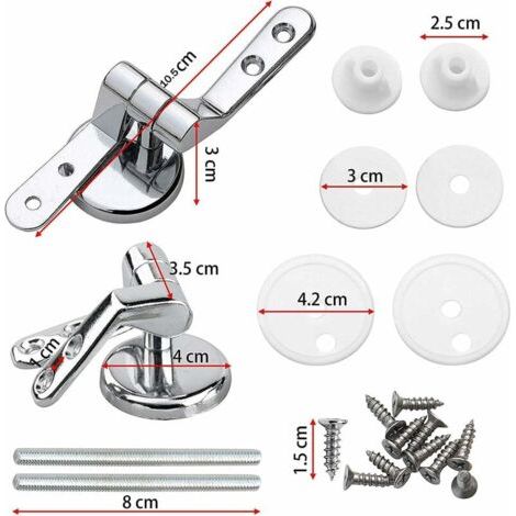 Charnière Abattant WC, Lot de 2 Charnières de Rechange pour Lunette de Toilette avec Fixations en Alliage