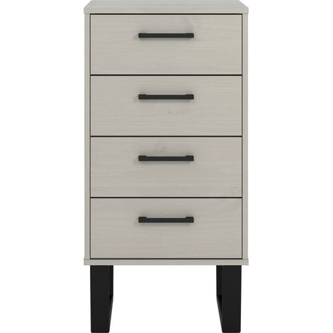 4 Drawer Narrow Chest of Drawers Grey Wax Finish (1/3)