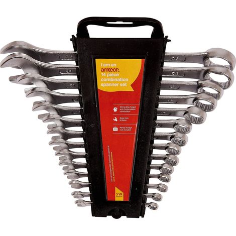14PC SPANNER SET METRIC COMBINATION WRENCH RING OPEN 6MM-26MM ON RACK K0500