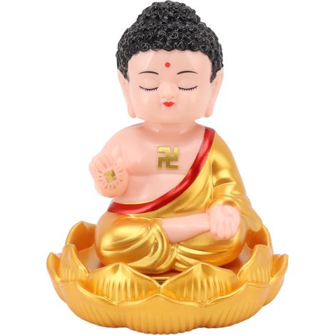 Ornement de Bouddha à énergie solaire, détecteur de mouvement automatique, décoration Bouddha pour la maison, la voiture, le bureau, vêtements dorés (1/5)
