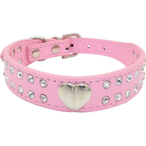 collier De Chien En Cristal Ajustable Collier Pour Animaux De Compagnie En Strass Bling Collier Pour Chien En Cuir Pu Clout Cur Pour Chiens De Pet (1/5)
