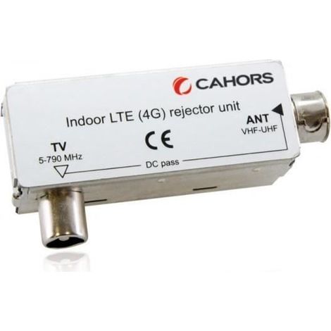 Filtre 4G TNT - CAHORS - VCF202 - Canaux 21-60 - Fiche Coaxiale Coudé - Utilisation Intérieure