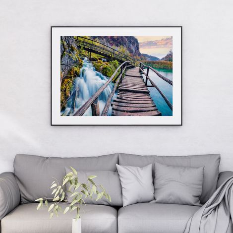 Affiche / Poster - Paysage pont en bois - 50x70 cm - Bordure Noire et Blanche (1/5)