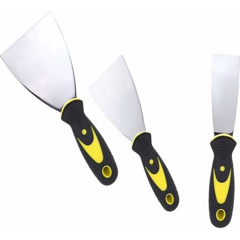 Spatula Set, Stainless Steel Spatula Set Coating Knife, Flexible and Stainless Steel Blades with Non-slip Handle for Wallpaper and Walls, 3er (25mm / 50mm / 75mm) (1/5)
