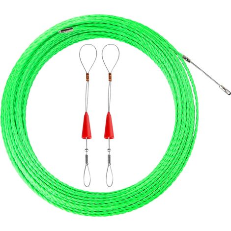 50M Aiguille Electricien, Tire Fils Electrique Aiguille Tire Fil avec 2 Ressorts de Guidage, Tire Cable Electrique Diamètre 4 mm pour Pose Conduit de Sol (1/5)