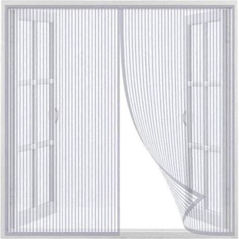 Rideau de moustiquaire magnétique fenêtre,rideau de moustiquaire pour porte, garder l'espace de porte et fenêtre respirant,Blanc,120x150cm (1/5)