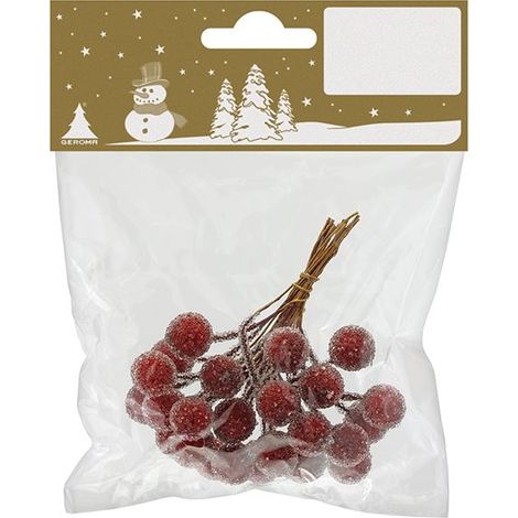 Deko Beeren rot geeist 1,5 cm an Draht Deko Weihnachten