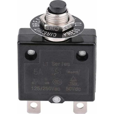Disjoncteur 20A Interrupteur thermique de réinitialisation en option, 125-250V AC 50V DC Disjoncteur à bouton-poussoir de protection contre les surcharges de courant (1/4)