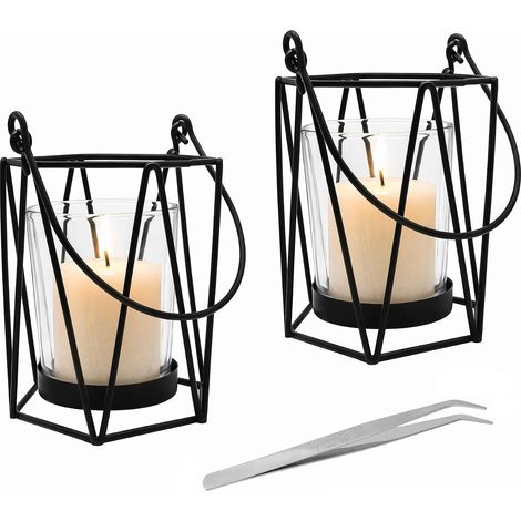 2-teiliges Kerzenständer-Set mit Glas und Zange, Kerzenhalter aus Metall, dekorative Tischkerzenhalter für Hochzeiten, Partys, Zuhause und Weihnachtsdekorationen (1/5)
