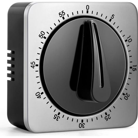 Mechanical and Magnetic Kitchen Timer with Loud Alarm - No Batteries Required - Stainless Steel - Magnetic Timer - 60 Minutes