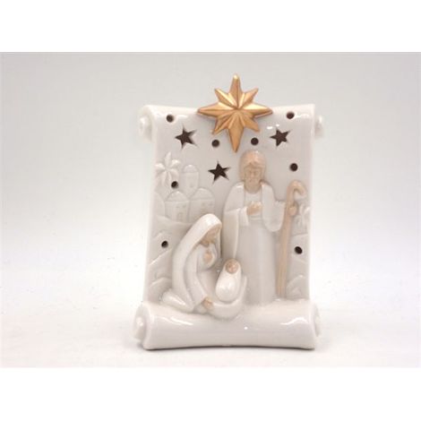Decorazione Natalizia Presepe Nativita' in Porcellana con Luce 14 cm