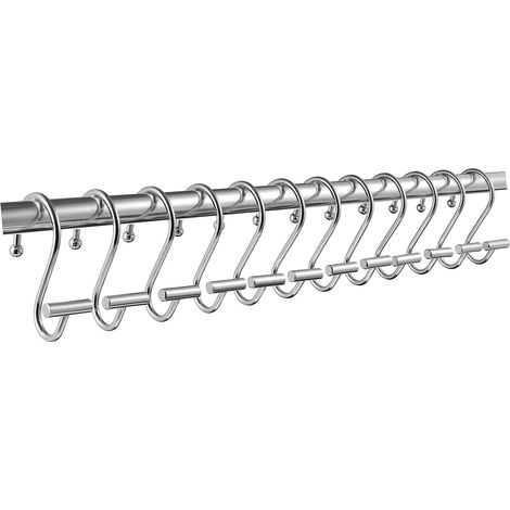 Lot de 12 crochets rideau douche chromés antidérapants pour salle (1/5)