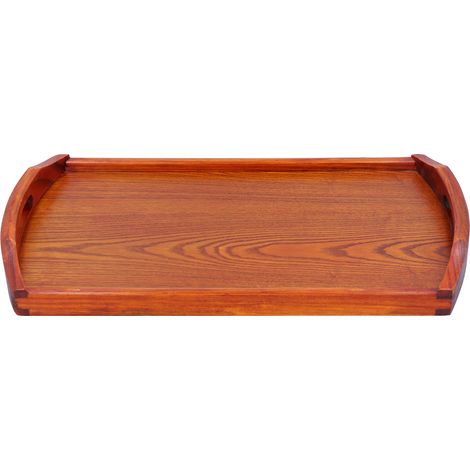 Plateau rectangulaire en bois avec poignée, plateau de service et de rangement pour le dîner au restaurant