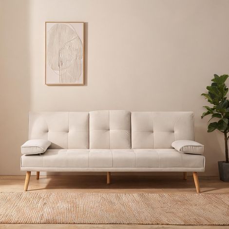 Canapé beige en polyester 181 x 77 x 78 cm (1/5)
