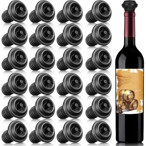 24 Tapones de Vino Resellable Bomba de Vino Tapón de Vacío Tapón de Vino al Vacío Tapón de Silicona para Ahorrar Vino Práctico Tapón para Ahorrar Vino para Suministros de Cocina Herramientas para Bote (1/5)