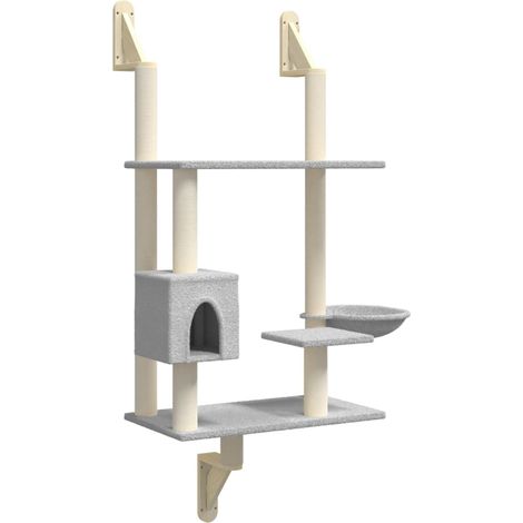 Tiragraffi per gatti Mobili per arrampicata su torre Raschietto per gatti Piattaforma da arrampicata a parete con tiragraffi trasparente 153 cm grigio 020022775