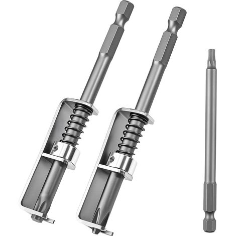 Spring Screw Bits Set 3 Pieces Anti-Fall Screwdriver Bits One Hand Bit Holder for Electricians Mechanics Home Repair Universal Screw Retainer Tool (1/5)