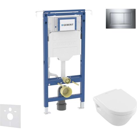 Geberit Duofix - Set de instalación empotrada, inodoro y asiento Villeroy Boch, botón Sigma20, DirectFlush, SoftClose, CeramicPlus, cromo brillante/cromo mate SANI11CK1107 (1/5)