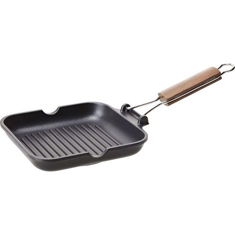Delizia Antihaft-Grillplatte mit Klappgriff, Aluminium, Schwarz, 20 x 20 cm (1/5)