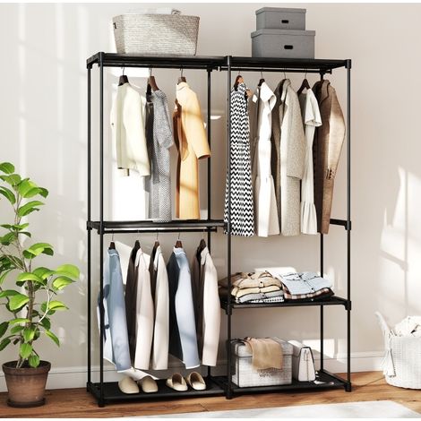 Appendiabiti portatile con ripiani in tessuto, 142 x 43 x 185 cm, nero OKMYHOME (1/5)