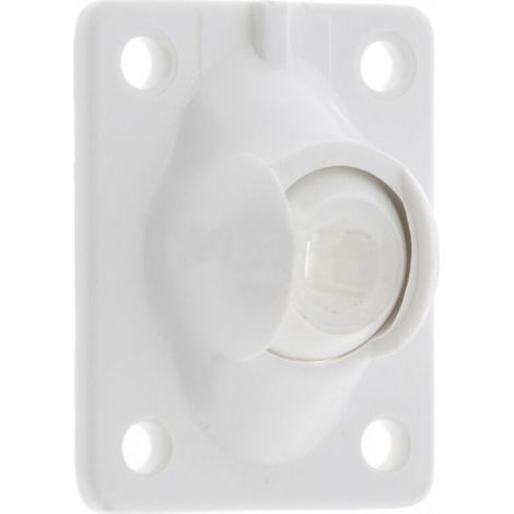 – Guide à rotule pour volet roulant – Platine 51x41mm – Pivotement 45° – Polyamide blanc – Sortie 6 pans 7mm et carré 6mm (1/4)
