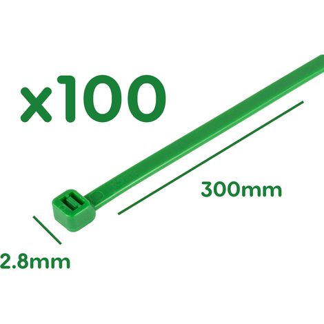 100 Fascette Nylon Verde 2,8x300 mm per Giardinaggio e Cablaggio (1/3)